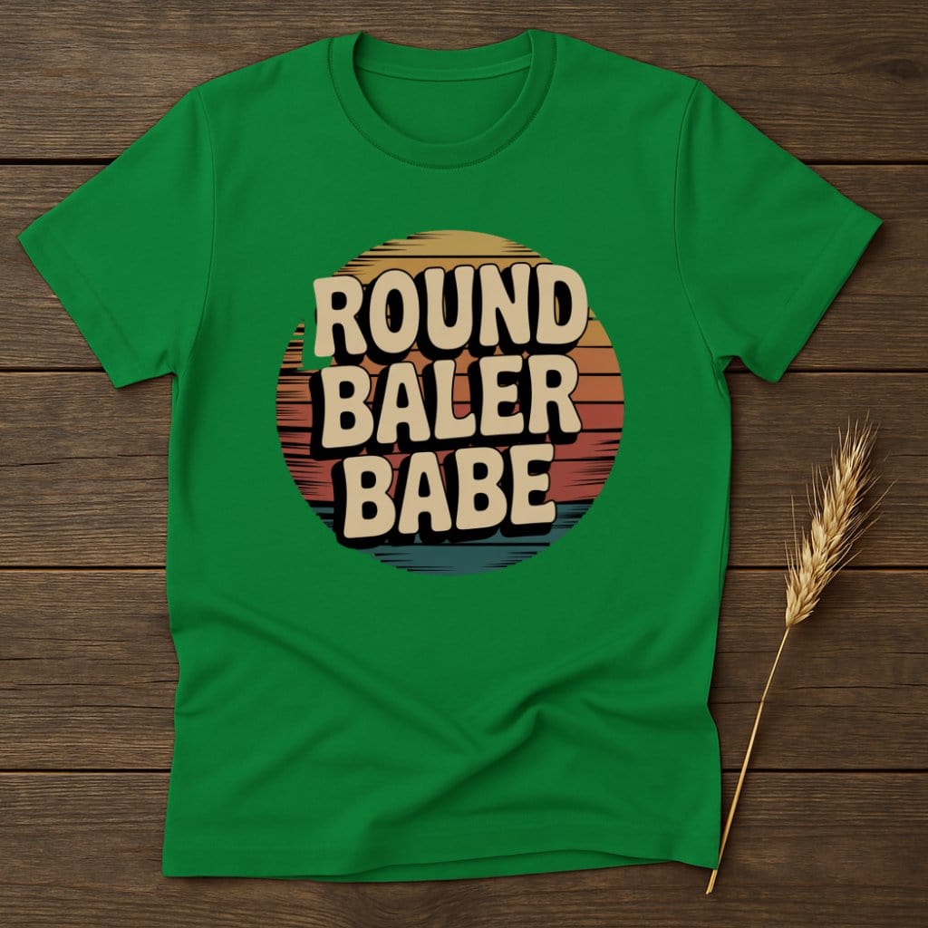 MyDesigns Physical Item S / Irish Green Round Baler Babe Retro T-Shirts