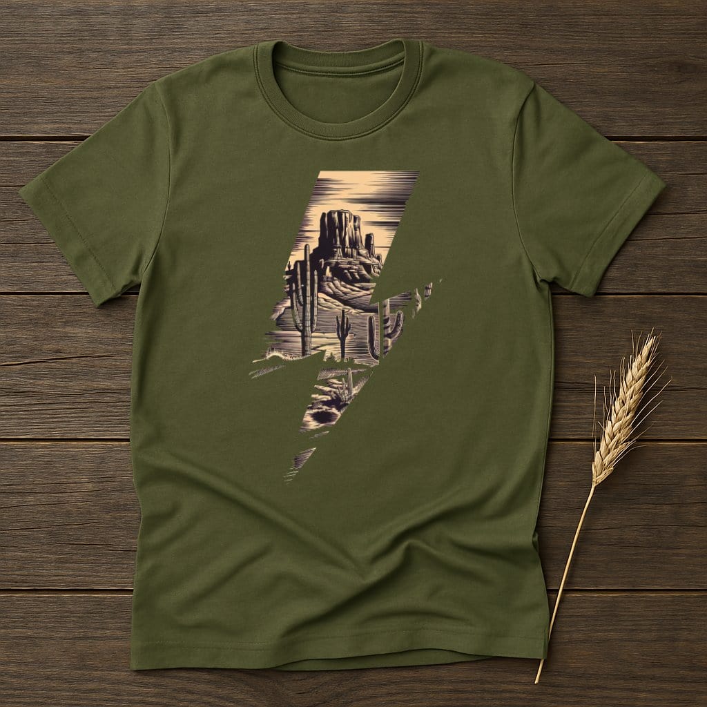MyDesigns Physical Item S / Military Green Desert Lightning Bolt T-Shirts