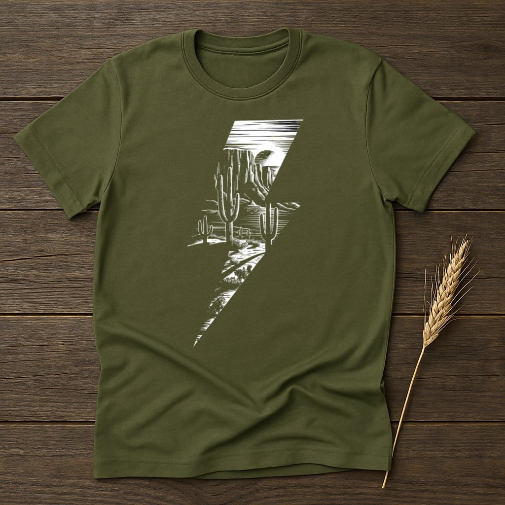 MyDesigns Physical Item S / Military Green Desert Lightning Bolt T-Shirts