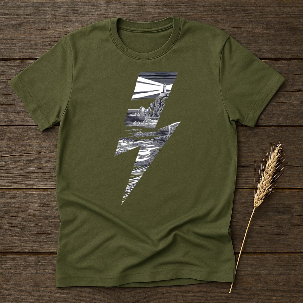 MyDesigns Physical Item S / Military Green Lighthouse and Coastline T-Shirts