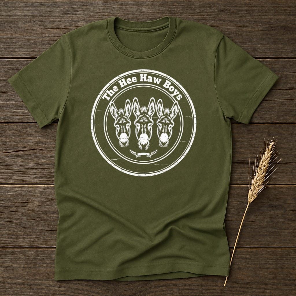 MyDesigns Physical Item S / Military Green The Hee Haw Boys Three Donkeys Logo T-Shirt