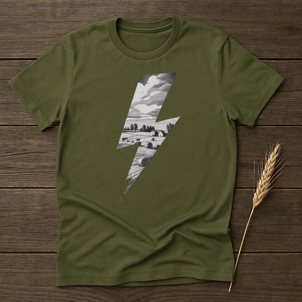 MyDesigns Physical Item S / Military Green Vintage Farm Scene T-Shirts