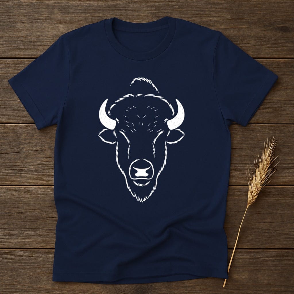 MyDesigns Physical Item S / Navy Stylized Bison Head T-Shirt