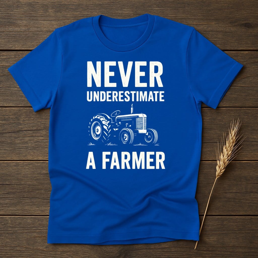 MyDesigns Physical Item S / Royal Never Underestimate A Farmer T-Shirt