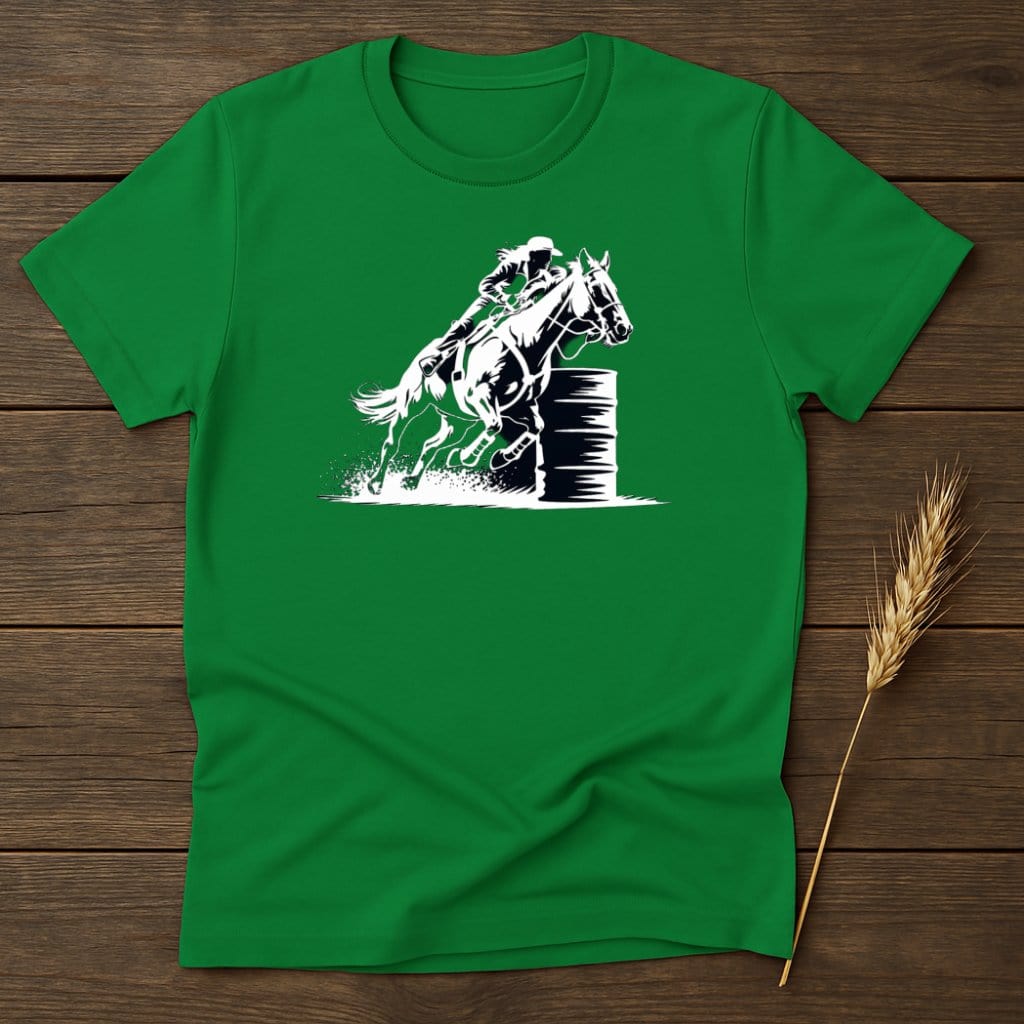 MyDesigns Silhouette Shirt S / Irish Green Barrel Racing Horse and Rider T-Shirts