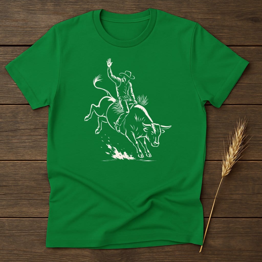 MyDesigns Silhouette Shirt S / Irish Green Cowboy Bull Rider T-Shirts