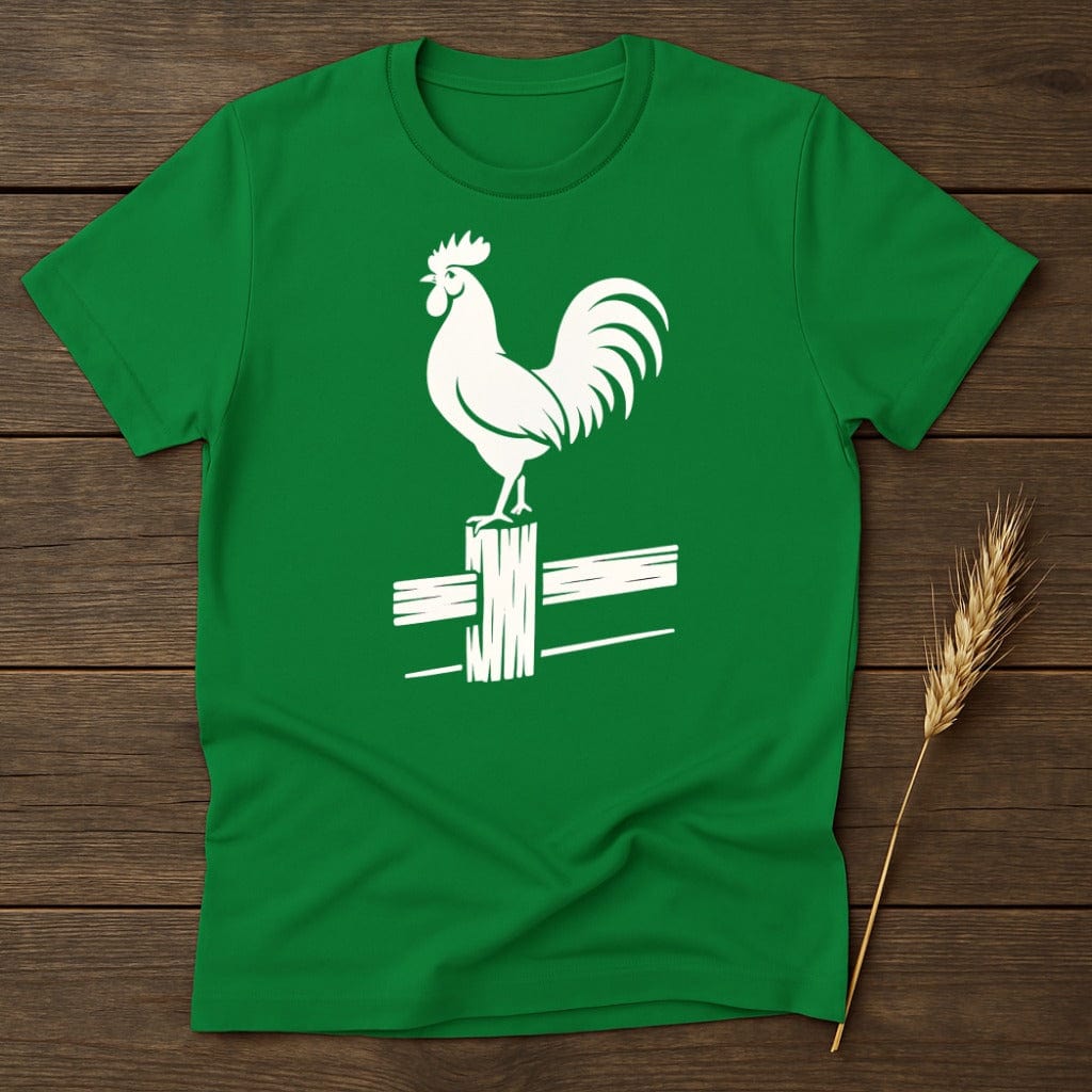 MyDesigns Silhouette Shirt S / Irish Green Rooster on a Fence T-Shirt