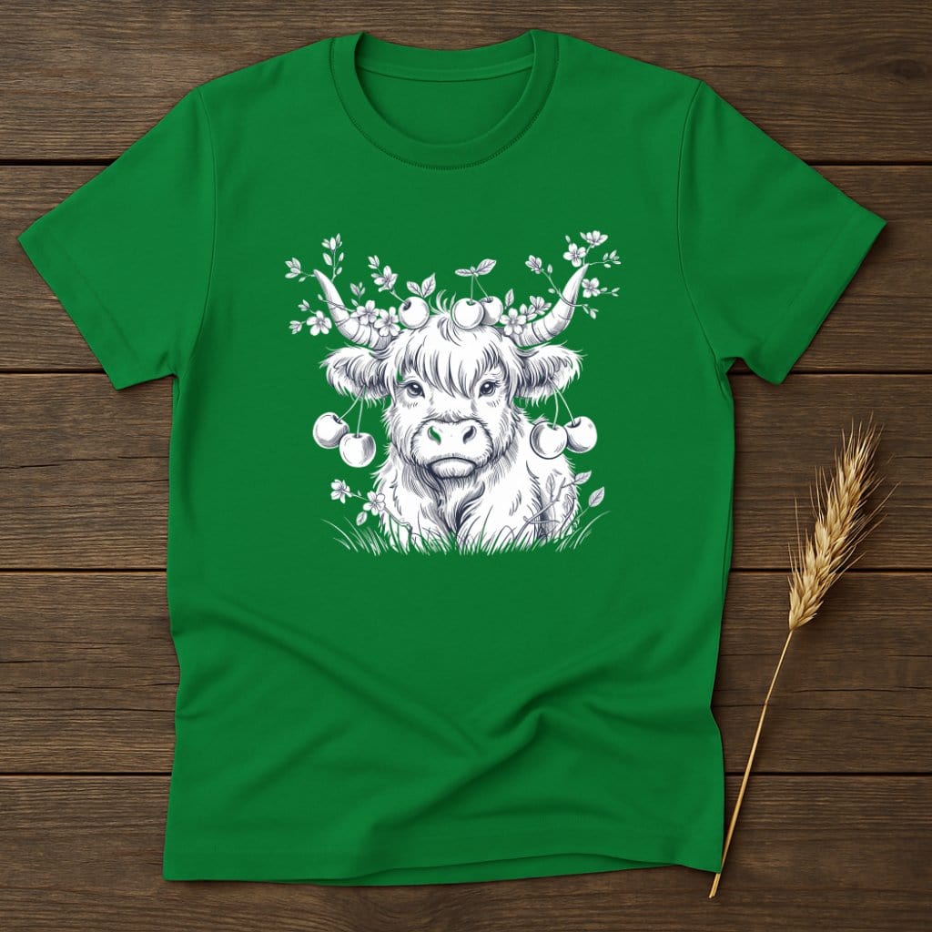 MyDesigns Silhouette Shirt S / Irish Green Spring Highland Cow T-Shirts
