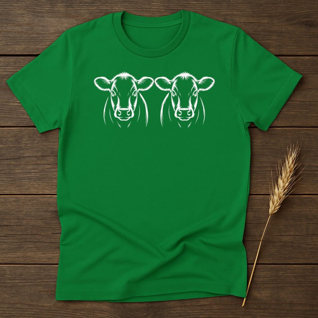 MyDesigns Silhouette Shirt S / Irish Green Two Dairy Cows T-Shirt