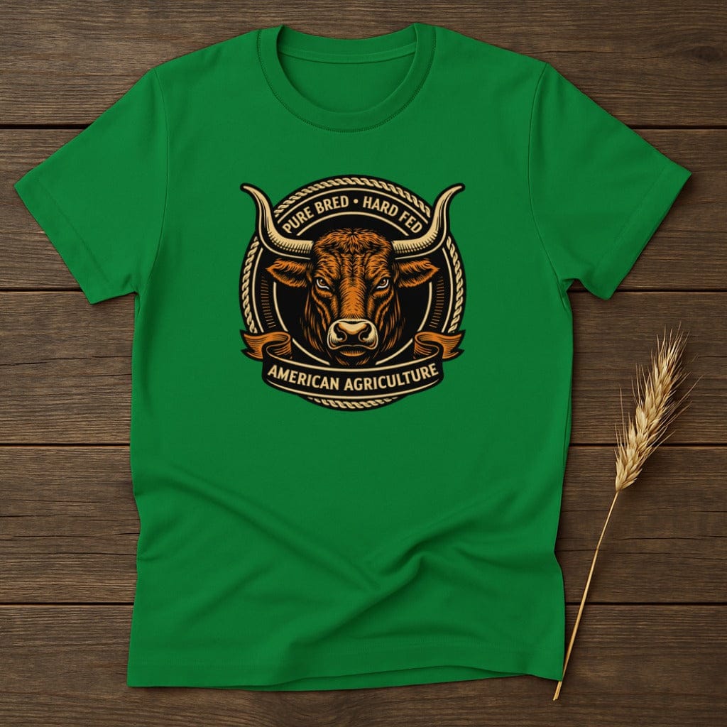 MyDesigns T-Shirt S / Irish Green Agriculture Bull Illustration T-Shirt