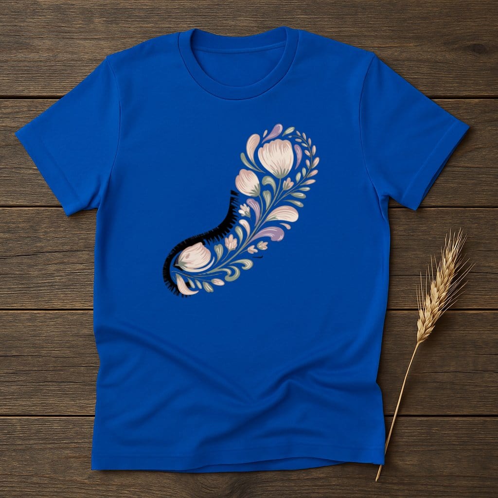 Blue Tee Shirt with Artistic Floral Design product type