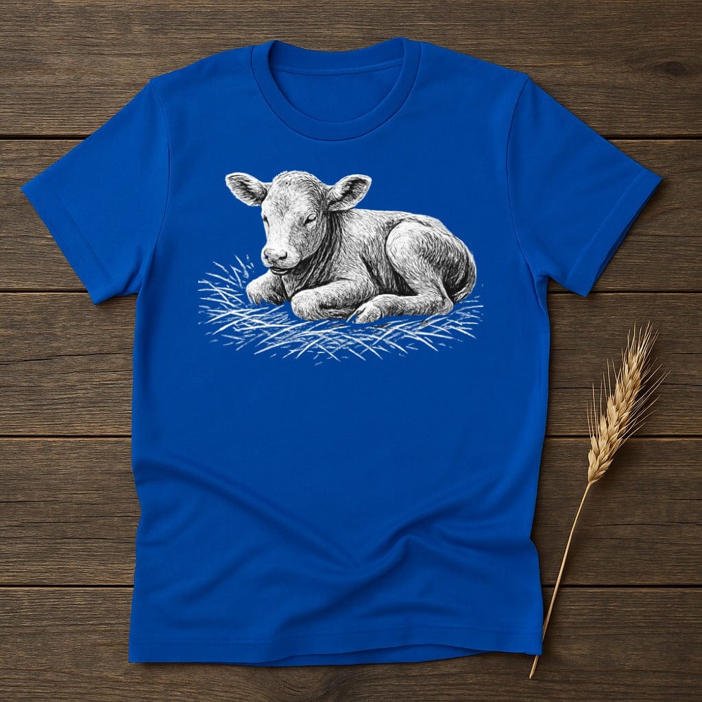 Baby Calf Resting on Bed of Hay Graphic T-Shirt product type