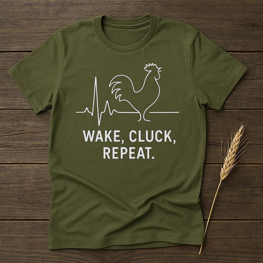 Wake Cluck Repeat Rooster Graphic T-shirt product type