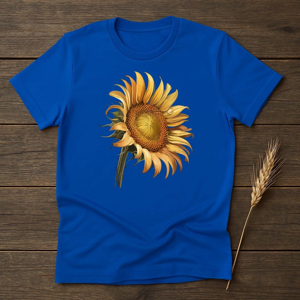 Vibrant Blue Shirt with Sunflower Graphic T-shirt product