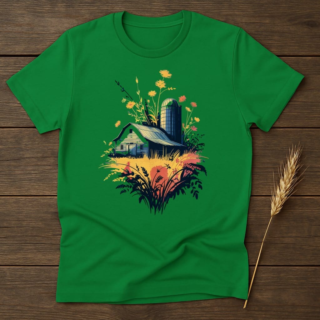 Vibrant Farmhouse Design on Green Short Sleeve Shirt product