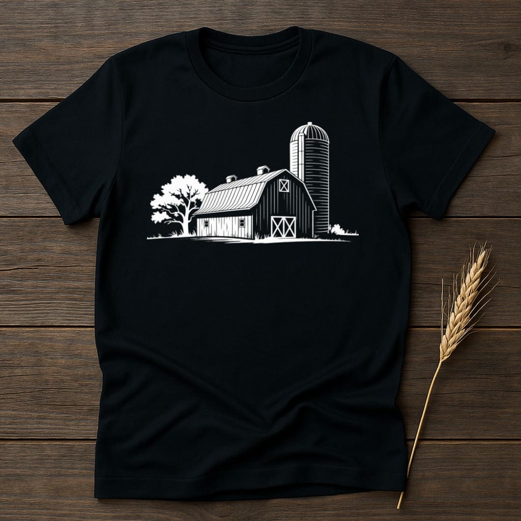 Rustic Country Barn and Silo Graphic Design T-shirt product type