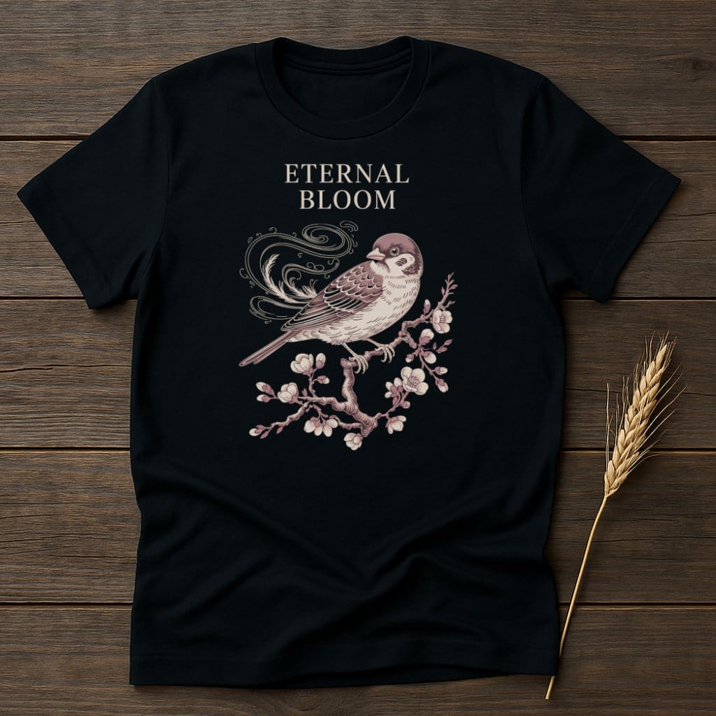 Eternal Bloom Bird Graphic Design T-Shirt Product