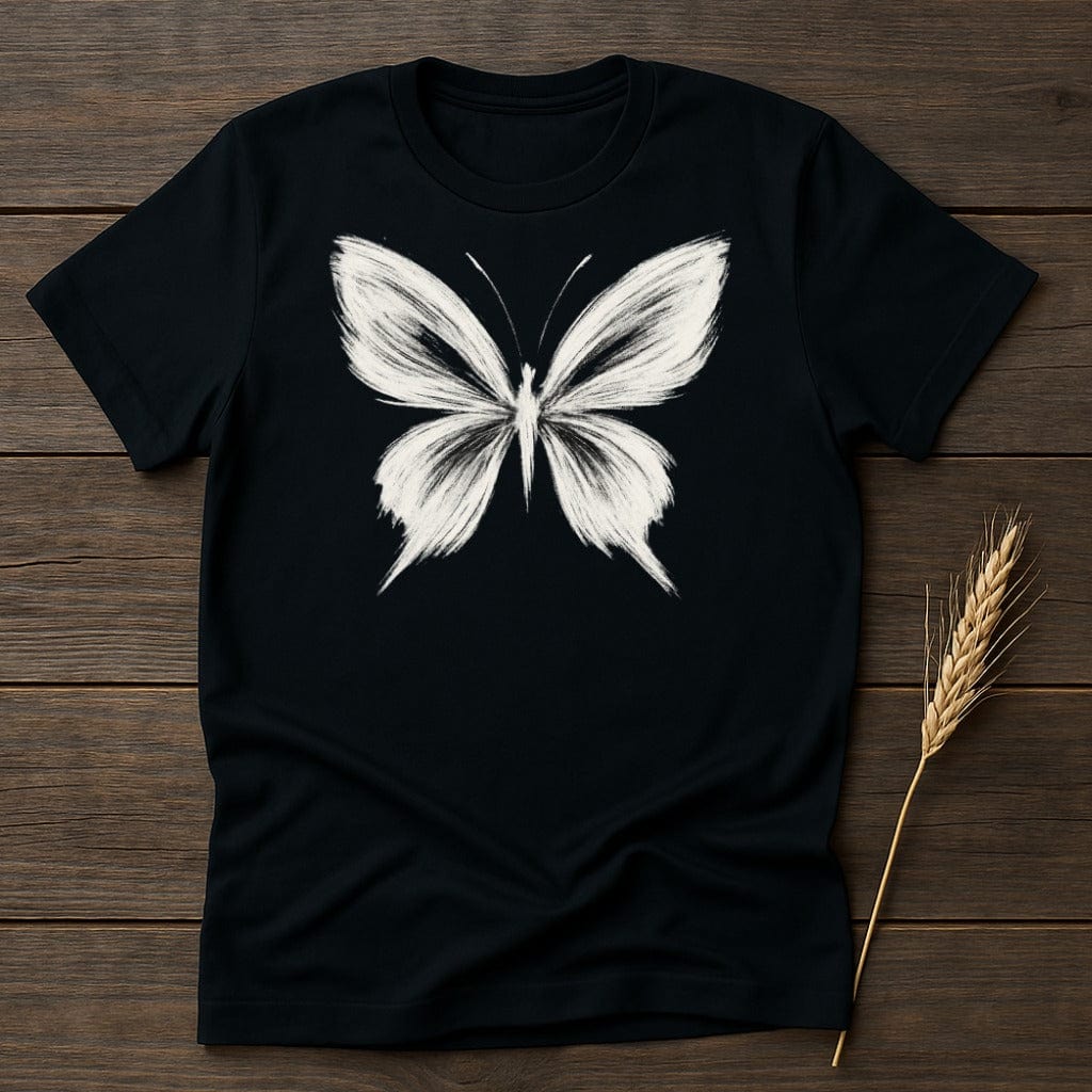 Artistic Black T-Shirt with White Butterfly Design product