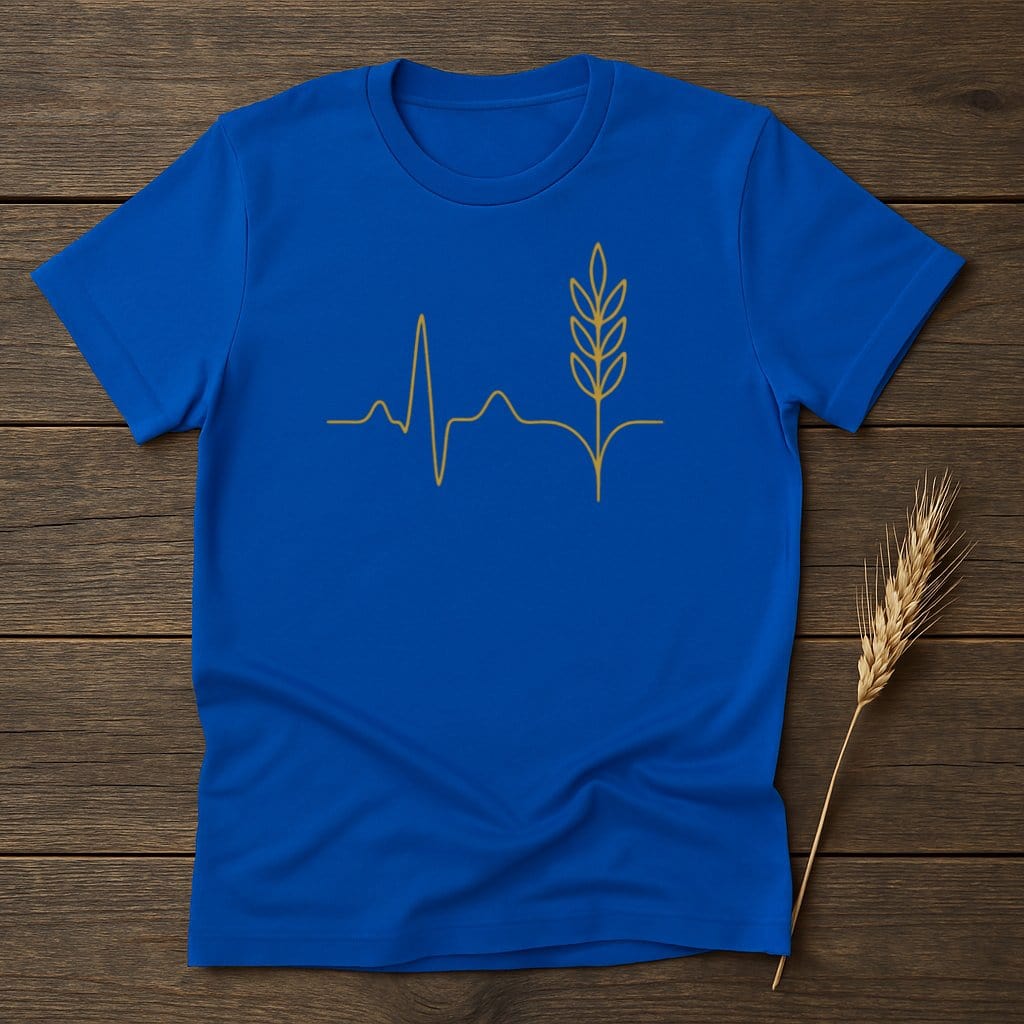 Unique Blue T-shirt with Ecg Wheat Design product