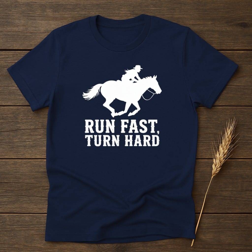 Run Fast Turn Hard Equestrian Rider Graphic Tee product type