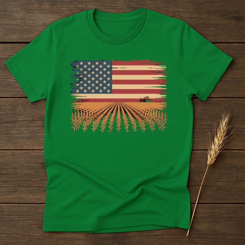 American Flag Farmland Print Green T-shirt product type