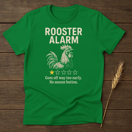 Rooster Alarm Funny No Snooze Button T-Shirt product