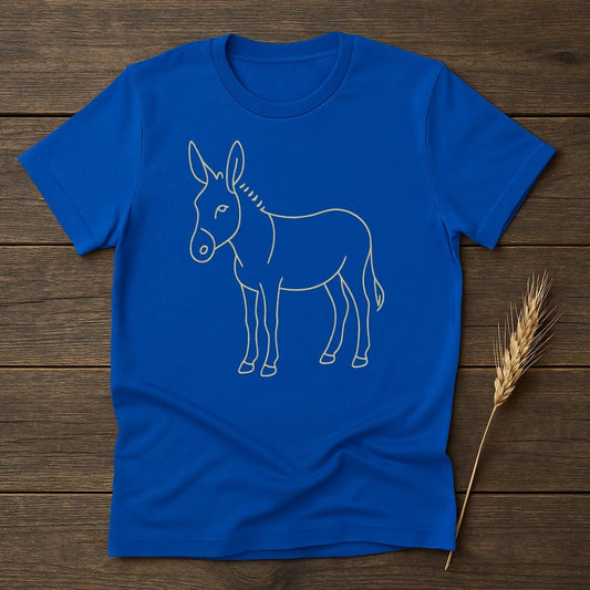Blue T-shirt with White Donkey Design print product type