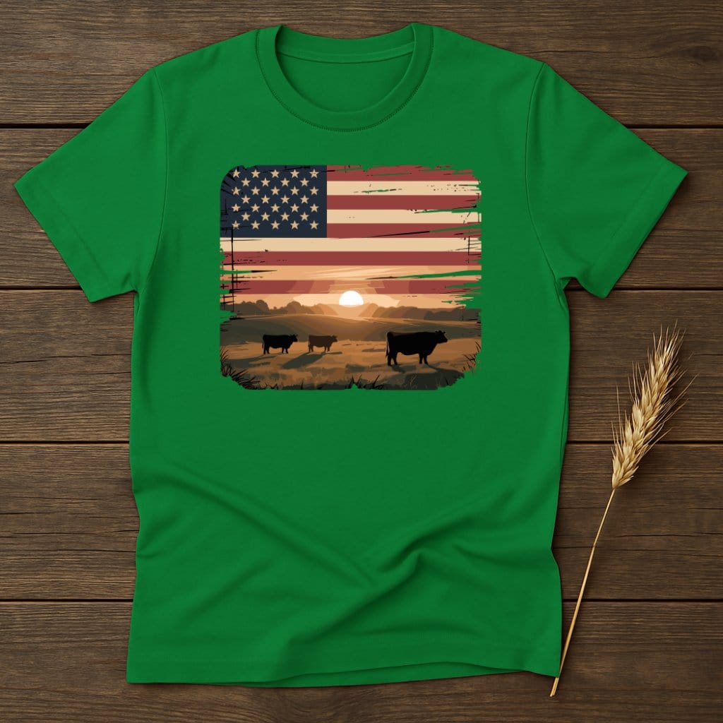 American Flag Sunset Cattle Ranch Graphic T-shirt product