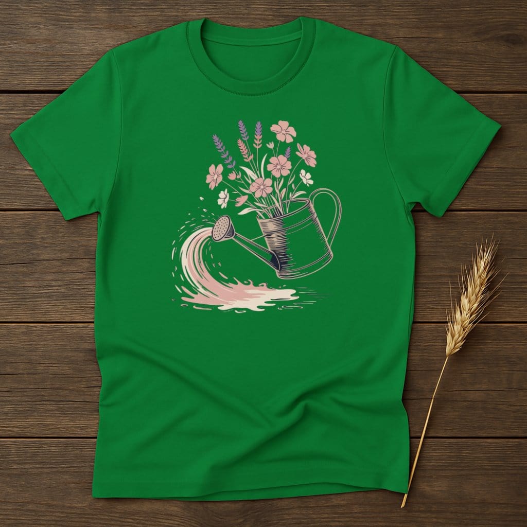 Blooming Watering Can Graphic Green Shirt product type