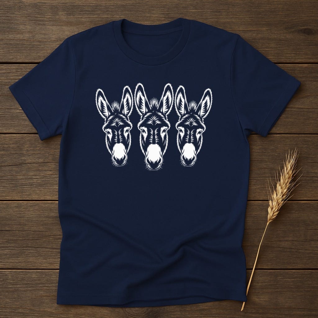 Three Donkey Heads Design on Dark Blue Shirt product