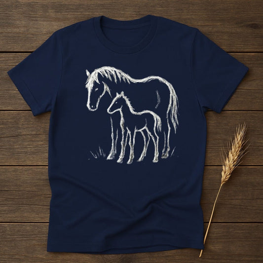 Horse and Foal Graphic on Navy Blue T-Shirt product
