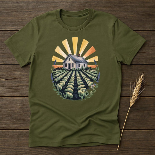 Sunburst Farmhouse Graphic Green T-Shirt product type