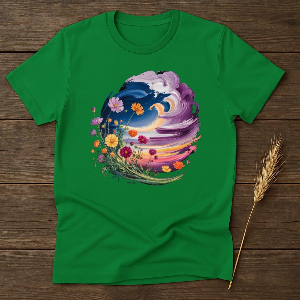 Colorful Flower and Moon Graphic Art T-Shirt product