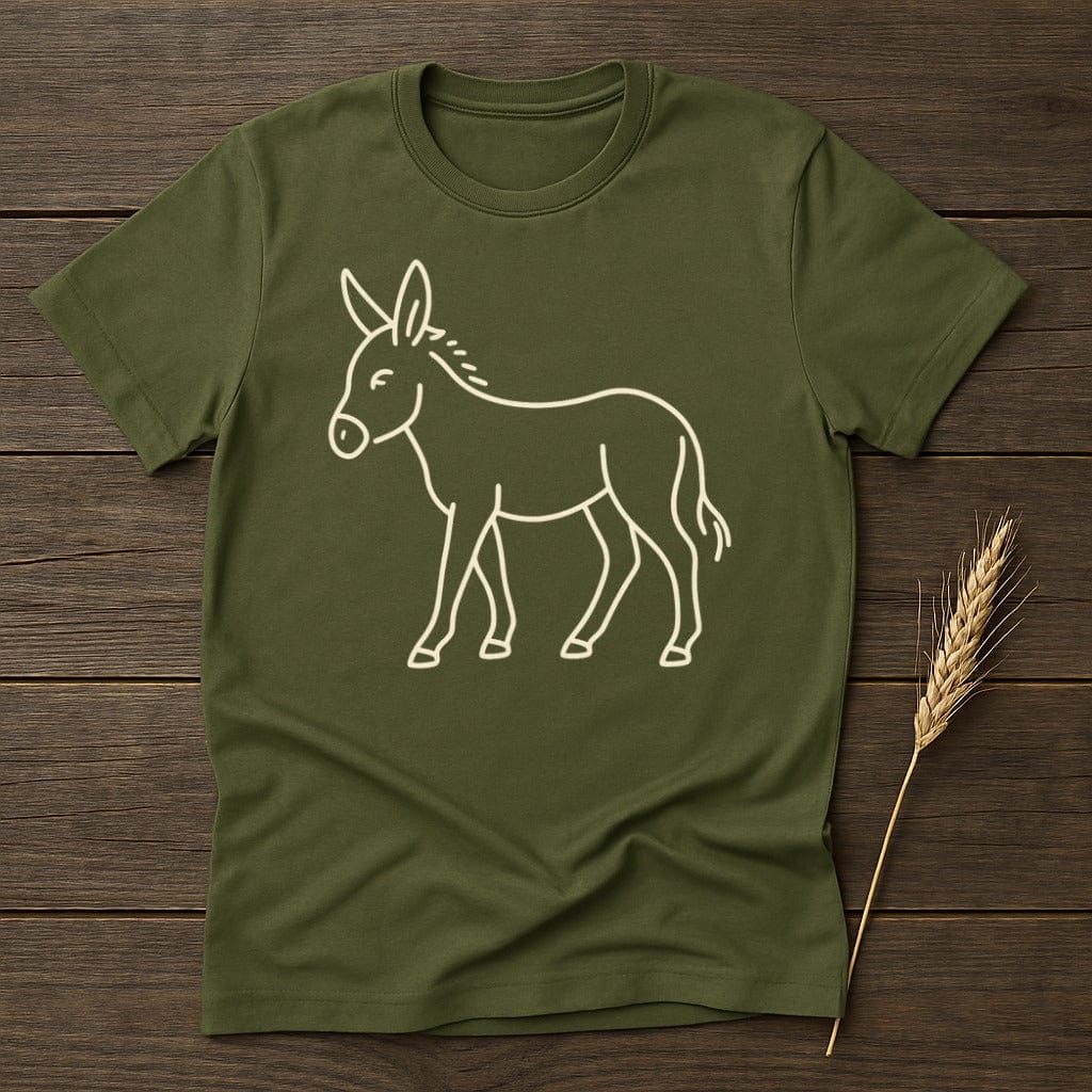 Vintage Donkey Illustration Olive Green Shirt product type