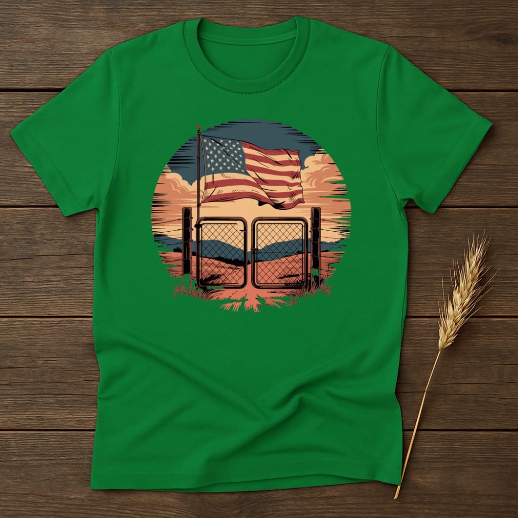 American Flag Fence Scene T-Shirt product type