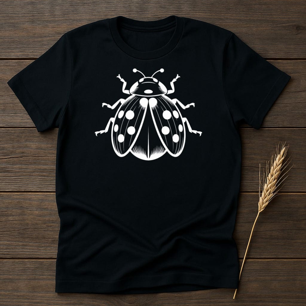 Ladybug Illustration on Black T-Shirt product type
