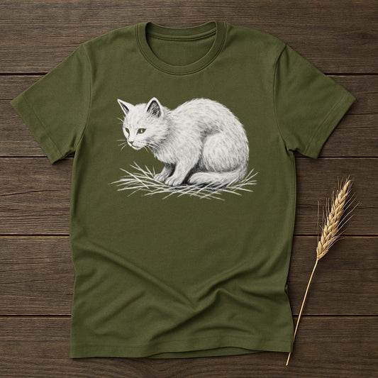 Cute Sitting White Cat Graphic T-Shirt product