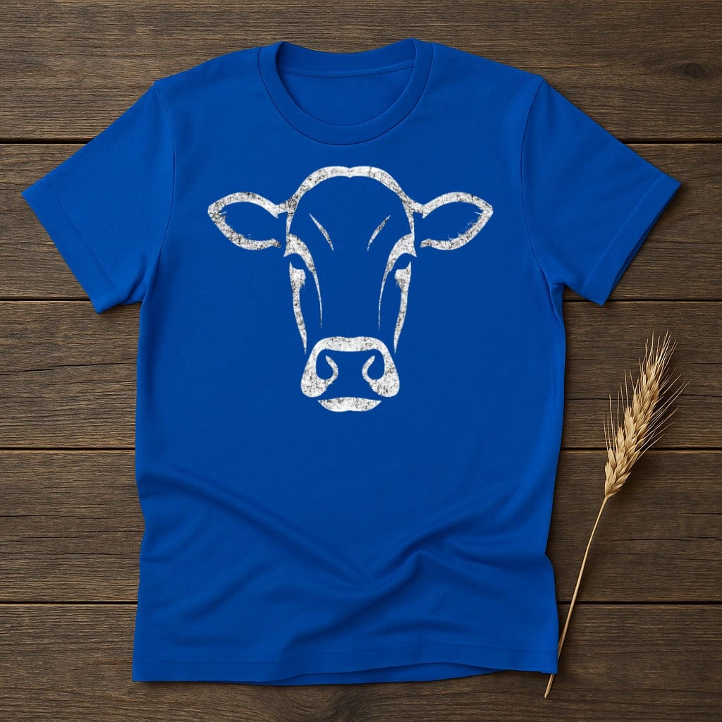 Blue T-shirt with Artistic Cow Print Design product