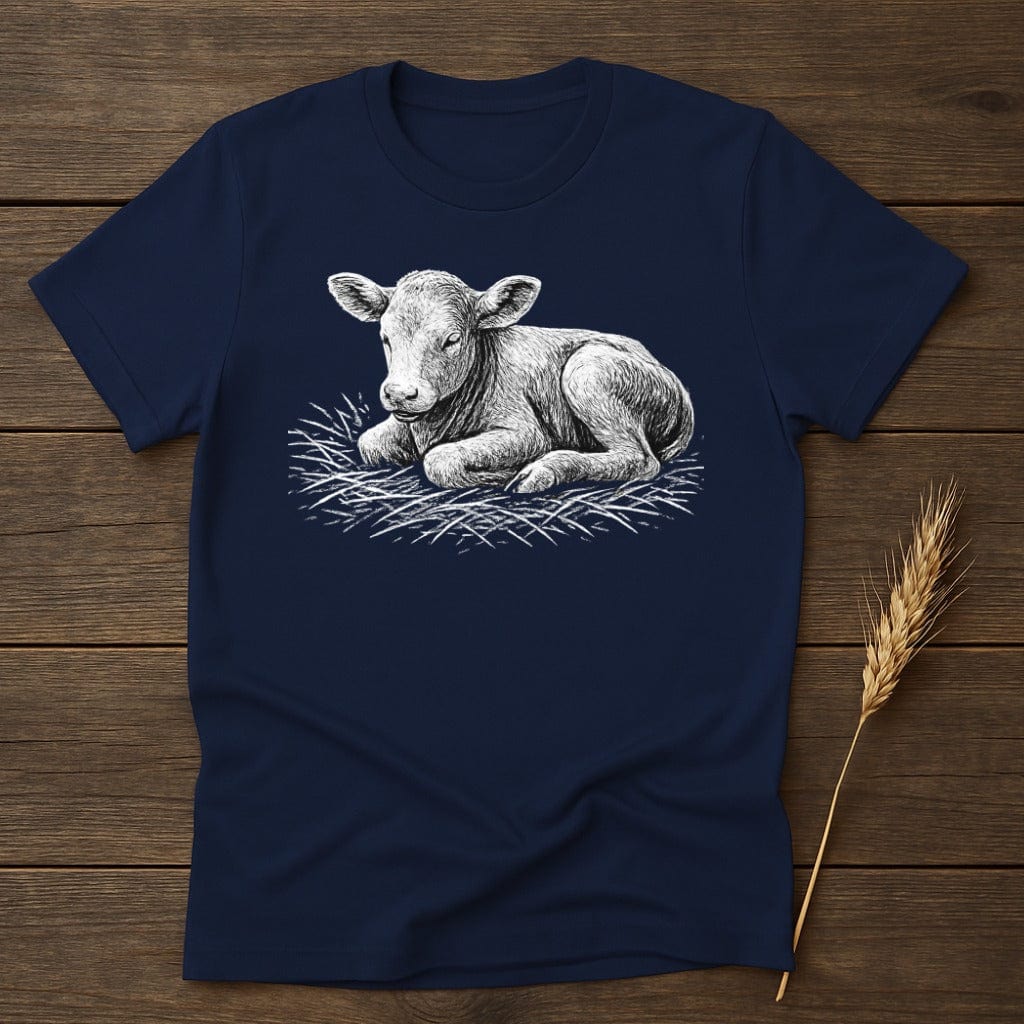 Adorable Calf Resting in Hay Graphic Tee product