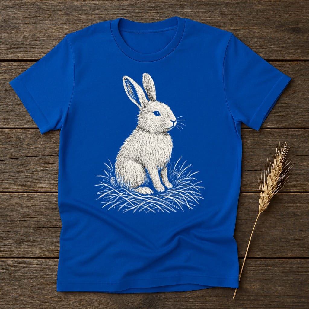 Blue T-shirt with Adorable Bunny Drawing printed product type
