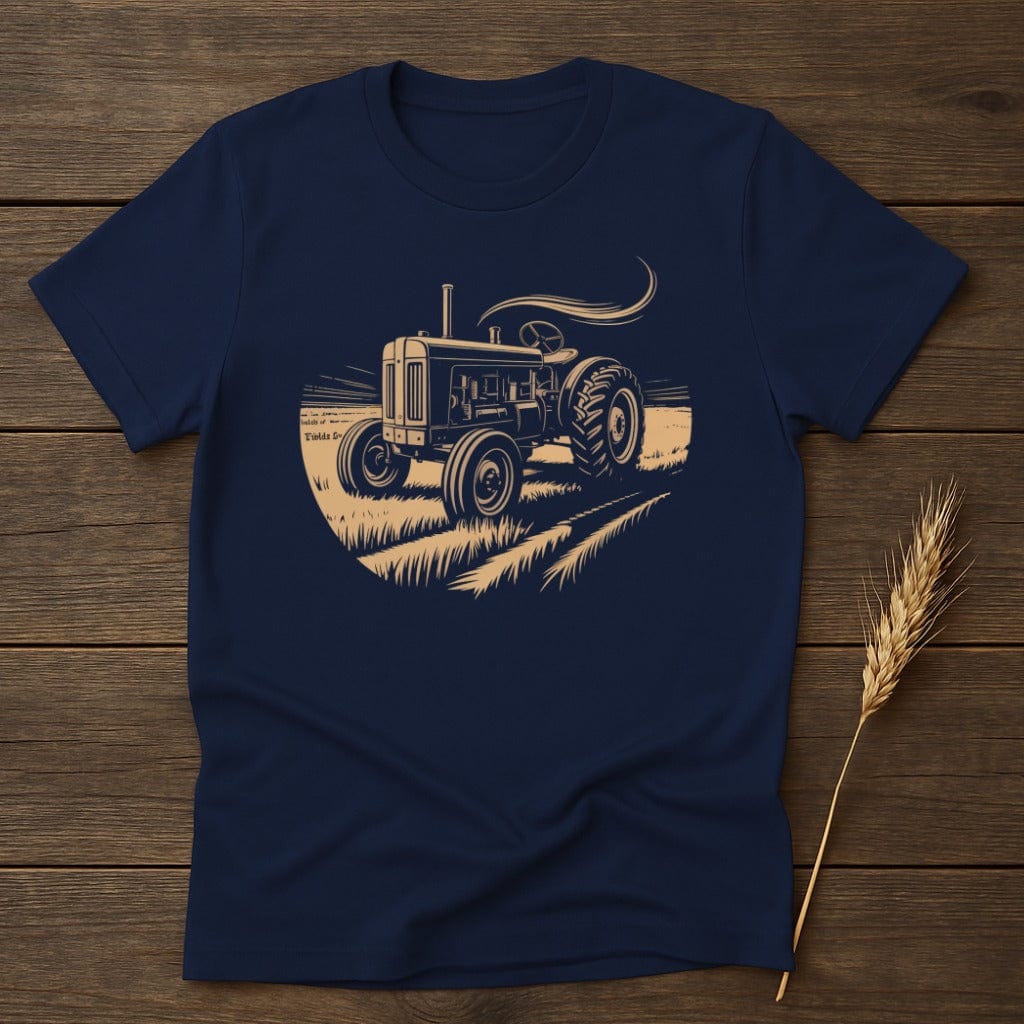 Vintage Tractor Graphic on Navy Short Sleeve T Shirt product type