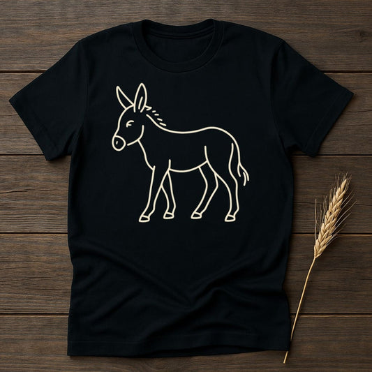 Donkey Cartoon Design on Casual Black T-shirt Product