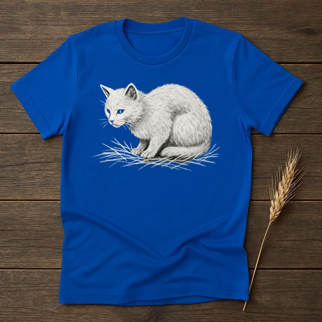 Blue T-Shirt with White Cat Design in Center product type