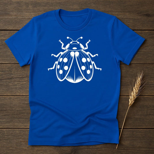 Blue T-shirt Featuring White Ladybug Design product type