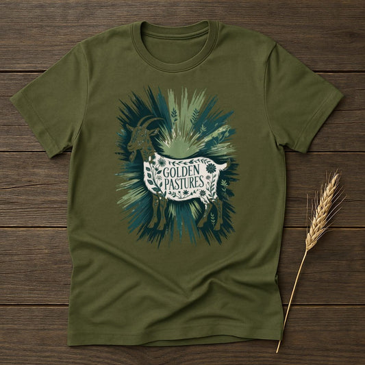 Golden Pastures Design on Olive Green Shirt product