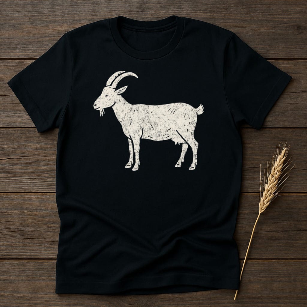 Distressed White Goat Print Black Tee Shirt product