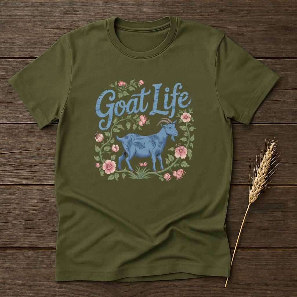 Goat Life Green T-shirt with Floral Design product type