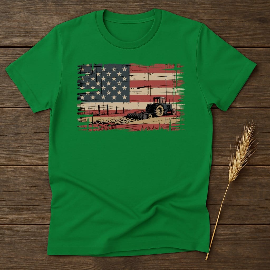 Patriotic Farm Tractor on American Flag Design product type
