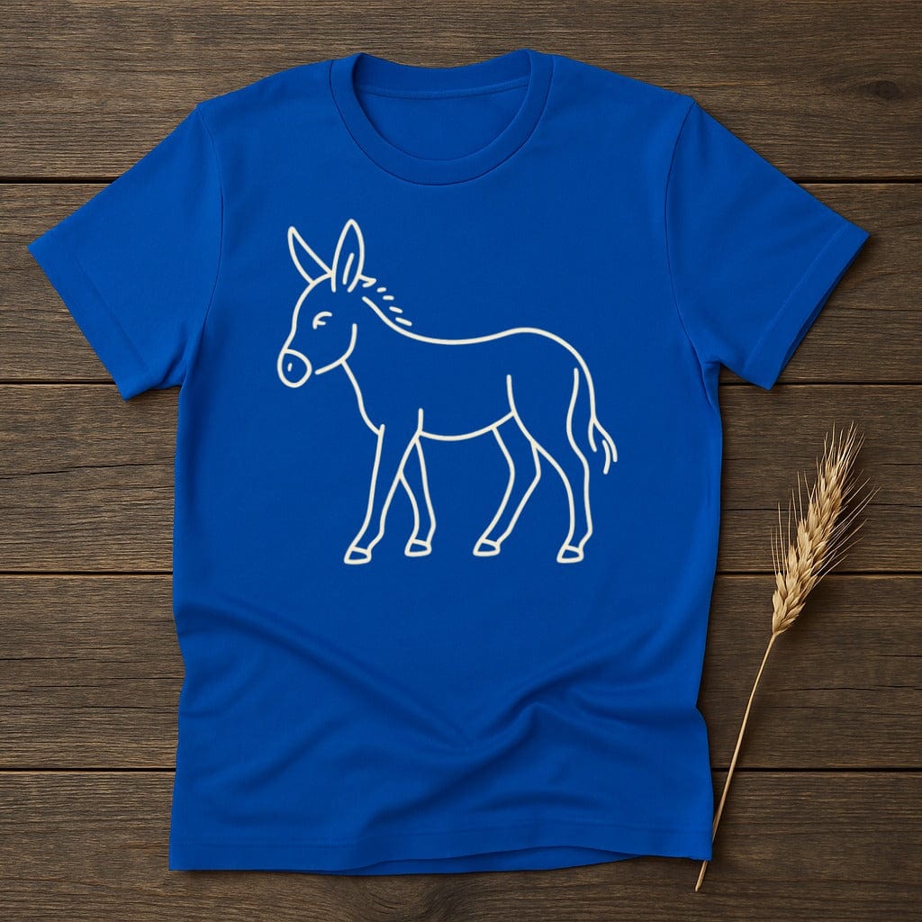 Blue T-Shirt with Simple Outline Donkey Design product