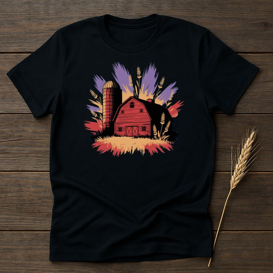 Rustic Barn and Wheat Silhouette Design T-Shirt product type